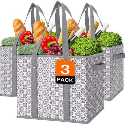 WISELIFE Reusable Grocery Bags [3 Pack],Large Grocery Tote Bag Water Resistant Shopping Bags Foldable Grocery Bag for Clothes,Shoes and Picnic