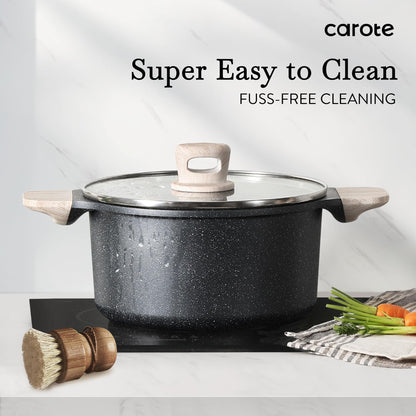 CAROTE Nonstick Pots and Pans Set, Cookware Set Induction Kitchen Cooking Set w/Stock pot & Saucepans, CLassic Black 13pcs