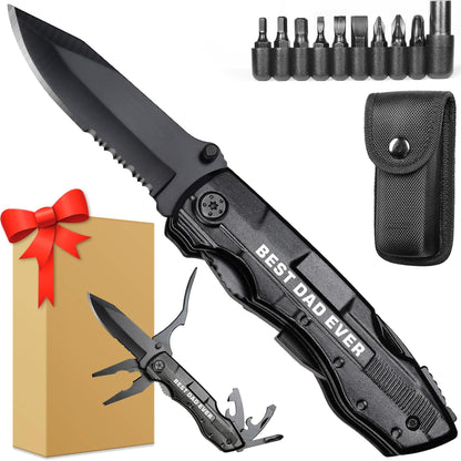Gifts for Dad, Multitool Knife BEST DAD EVER for Camping, Fathers Day Christmas Unique Gifts for Dad, Dads Birthday Gift from Daughter Son, Christmas Ideal Presents for Dads, Gadget Present for Father