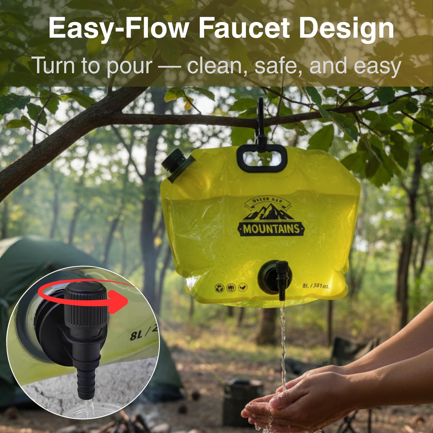 CoreMuse Camping Water Container 2 Gallon Collapsible Water Jug with Spout - Reusable Plastic Flasks, Foldable Empty Gallon Jug for Water Storage, Water Bag for Outdoor Hiking Emergency Prep (2 Pack)