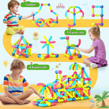 Loovio Magnet Toys for 3 Year Old Boys & Girls, Montessori Toys for Toddlers Kids, Magnetic Blocks Building DIY Learning Educational Toys Gift- Starter Set