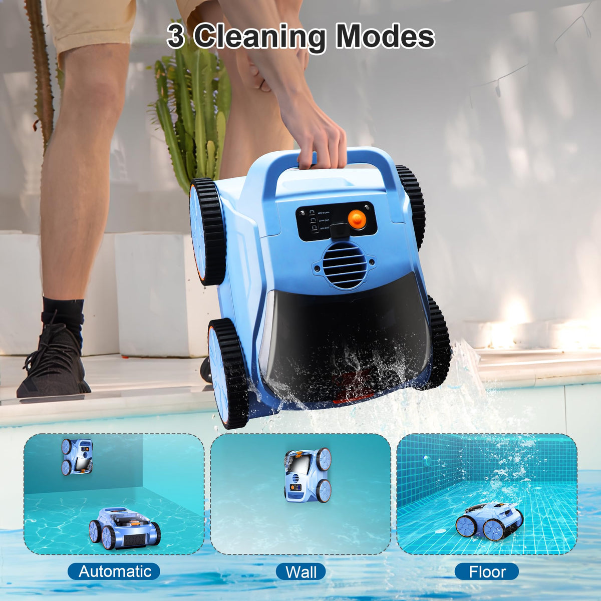 (2025 New) Robotic Pool Vacuum, Robotic Pool Cleaner for Inground Pools, Smart Navigation, Floor/Wall/Waterline Cleaning, 150 Mins Runtime for Pool Up to 2000 Sq.ft