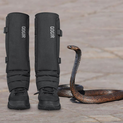 QOGIR Snake Gaiters for Hunting: Durable Snake Guards, Snake Gaiter Leggings for Men & Women, Snake Bite Protection for Lower Legs, Snake Proof Gaiters with Adjustable Size(Black)
