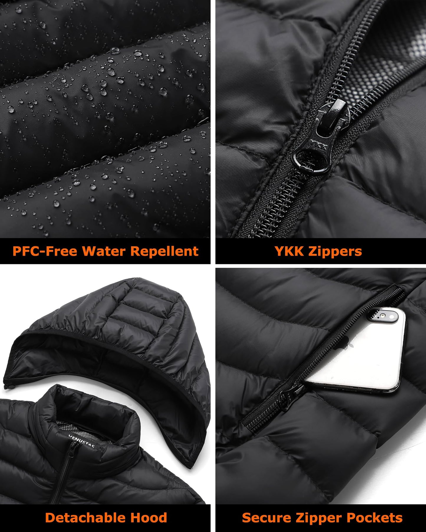 Venustas Unisex Heated Jacket with Battery, Heated Coat for Women and Men with Detachable Hood