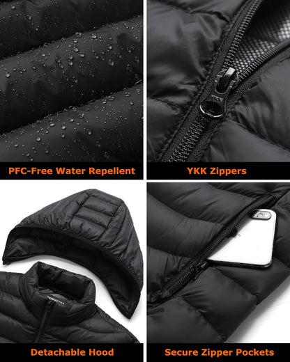 Venustas Unisex Heated Jacket with Battery, Heated Coat for Women and Men with Detachable Hood