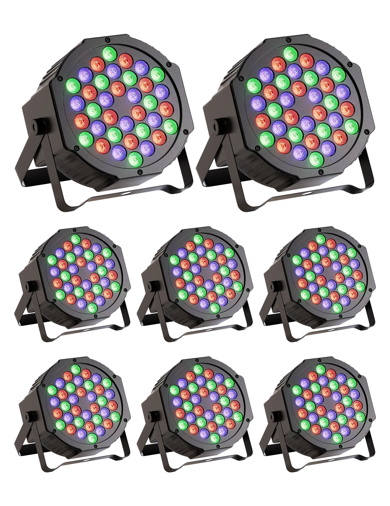JAJALUYA LED Par Lights 36 LED Stage Lights 7 Modes RGB DJ Lights with Sound Activated Remote and DMX Control DJ Uplighting for Birthday Party Events Wedding Christmas Stage Lighting (8 Packs)