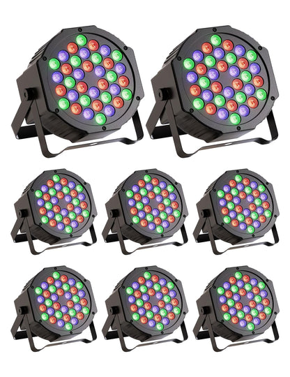 JAJALUYA LED Par Lights 36 LED Stage Lights 7 Modes RGB DJ Lights with Sound Activated Remote and DMX Control DJ Uplighting for Birthday Party Events Wedding Christmas Stage Lighting (8 Packs)
