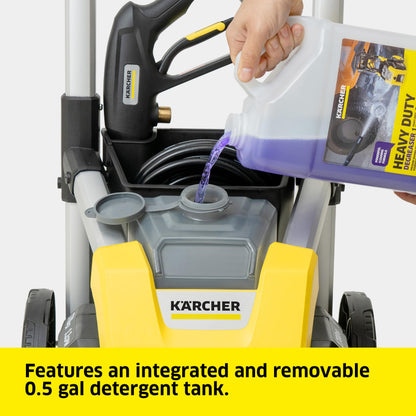 Karcher Pressure Washer K1700, Max 2125 PSI, 3 Spray Nozzles, Detergent Tank, For Cars, Driveways, Siding, Patios, 1.46 max. GPM
