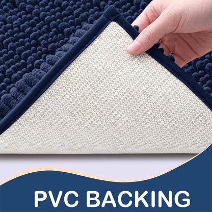 Arotive Luxury Chenille Bathroom Rug Mat, Extra Soft Thick Absorbent Shaggy Bath Rugs, Non-Slip Machine Wash Dry, Plush Bath Mats for Bathroom, Shower and Tub, 30x20, Navy
