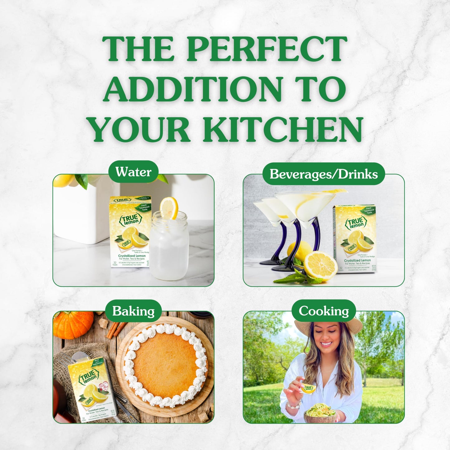 True Lemon 100ct (Pack of 1) - Water Enhancer - Bulk Dispenser - 0 Calorie Drink Mix Packets For Water - Sugar Free Lemon Flavoring Powder Packets