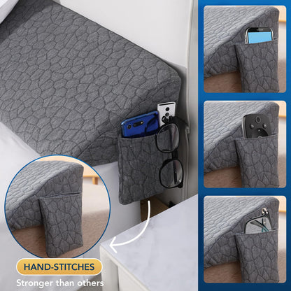 King Size Bed Wedge Pillow Headboard Pillow Mattress Wedge Bed Gap Filler Long Pillow for Bed Triangle Pillow Bolster Pillow Close The Gap (0-7") Between Headboard and Mattress (76"x10"x6")