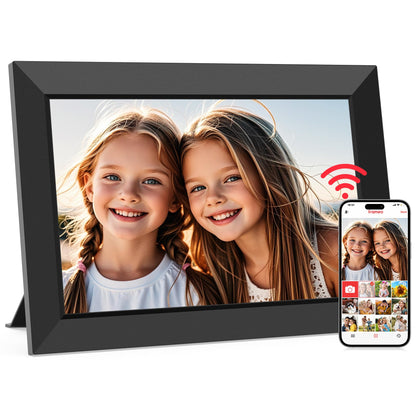 Frameo 10.1 Inch WiFi Digital Picture Frame, Smart Cloud Electronic Photo Frame with HD IPS Touch Screen Slideshow 32GB Memory Auto-Rotate Wall Mount, Share Photos/Videos from Phone by Frameo App