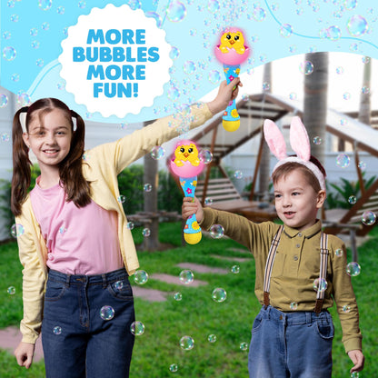 ArtCreativity Easter Chick Bubble Wand, Easter Basket Stuffers for Toddler, 14" Light Up Automatic Bubble Maker with LED & Music, Bubbles for Kids, Toys for Toddlers 1-3