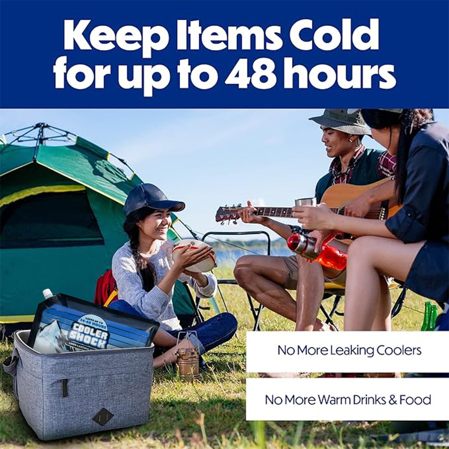 Cooler Shock Ice Packs for Cooler - Long Lasting Reusable Freezer Packs for Coolers - Cooler Ice Packs for Camping Gear, Fishing, Road Trips, Beach Must Haves, Large