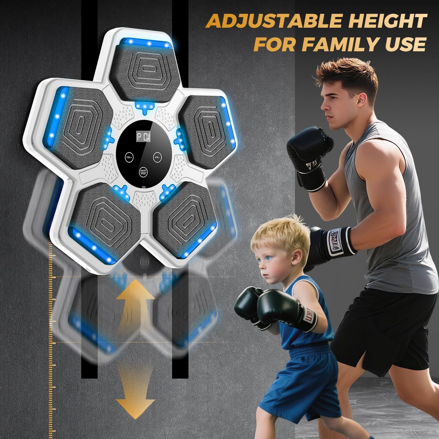 2025 Music Boxing Machine for Adults and Kids, Smart Interactive Boxing Training Equipment with Gloves Wall Mounted, Workout Punching Machine for Home,Office and Gym