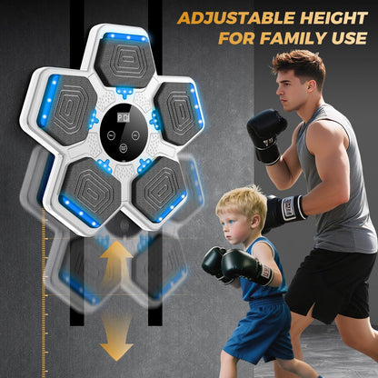 2025 Music Boxing Machine for Adults and Kids, Smart Interactive Boxing Training Equipment with Gloves Wall Mounted, Workout Punching Machine for Home,Office and Gym