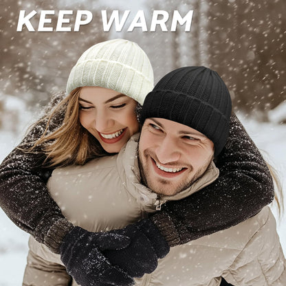 PFFY Warm Beanie Hat for Women Winter Warm Knit Beanies Hats Skull Cap Blue