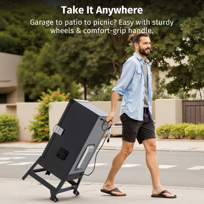 EAST OAK Ridgewood Pro 30" Electric Smoker Built-in Meat Probe & Elevated Stand for Outdoors Up to 6× Longer Smokes, Adjustable Side Chip Loader Smoke with 725 sq in Cooking Area, Night Blue