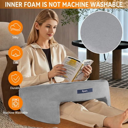 ByNaRIX Reading Pillow for Gaming, Lap Desk Pillow for Laptop, Extra Large Arm Rest Pillow for Adult Working, Playing, Crocheting, Steam Deck Switch/Sitting in Bed Floor Couch Sofa Grey