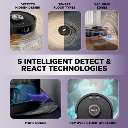 Shark PowerDetect NeverTouch, Self-Empty & Self-Refill, Robot Vacuum and Mop with Bagless, 30-Day Debris Capacity HEPA Base, 30-Day Capacity Refill Tank, Pad Dry, Black, AV2810YS