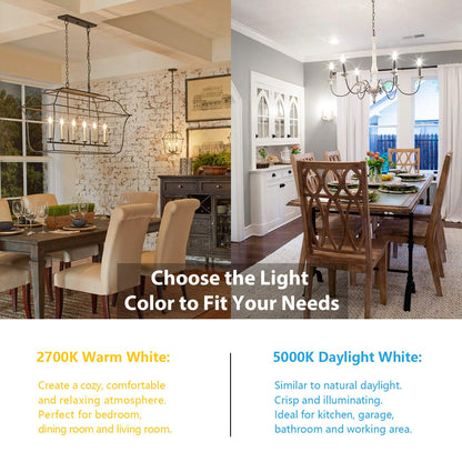 12-Pack Dimmable E12 LED Candelabra Bulbs 60W Equivalent, 5000K Daylight White, 600 Lumens B11 Candle Base 6W C35 LED Filament Vintage Light Bulbs, Clear Glass for Chandelier Ceiling Fan High CRI 90+