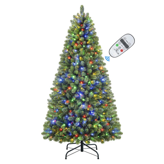 SHareconn 7ft Prelit Premium Artificial Classic Spruce Christmas Tree with Remote Control,Timer, 400 Warm White & Color LED Changing Lights, 1062 Branch Tips, Perfect Choice for Xmas Decoration, 7 FT