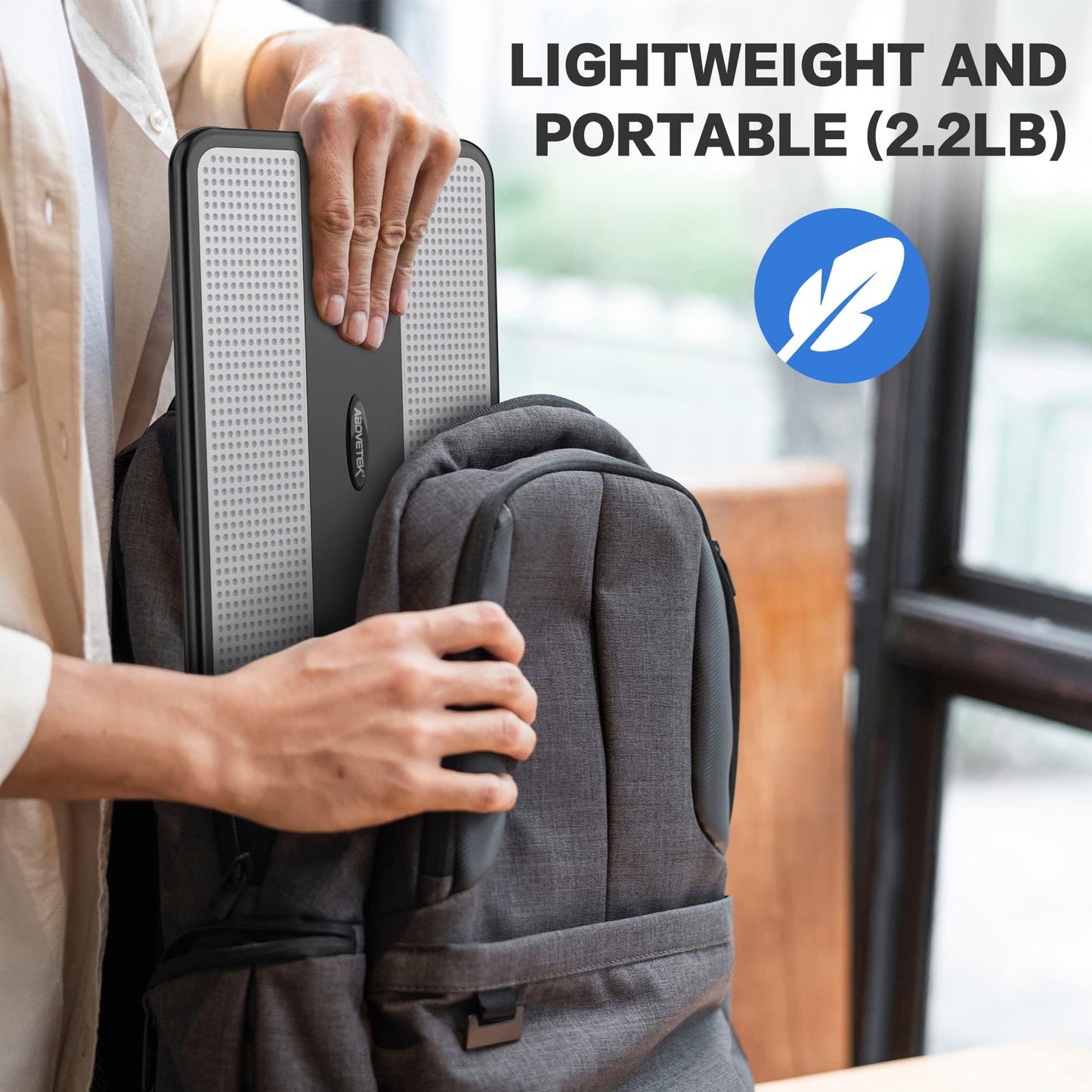 AboveTEK Portable Laptop Lap Desk w/ Retractable Left/Right Mouse Pad Tray, Non-Slip Heat Shield Tablet Notebook Computer Stand Table w/ Sturdy Stable Work Surface for Bed Sofa Couch or Travel