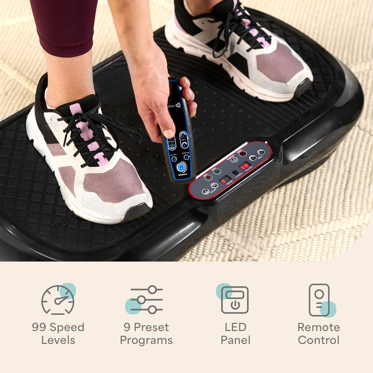 LifePro Vibration Plate Exercise Machine - Whole Body Workout Vibration Fitness Platform w/ Loop Bands - Home Training Equipment for Weight Loss & Toning (Black)