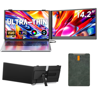Laptop Screen Extender 0.17" Ultra-Thin, 14.2" FHD 1080P IPS Portable Monitor for Laptop, Dual Screen Travel Monitor Extender Suitable for 13"-17.3" Plug & Play for Windows/Mac/Android/Switch/PS-5
