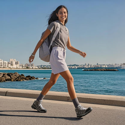 NORTIV 8 Women's Waterproof Hiking Boots Outdoor Trekking Camping Trail Hiking Boots Size 9.5 M US SNHB211W, LIGHT GREY