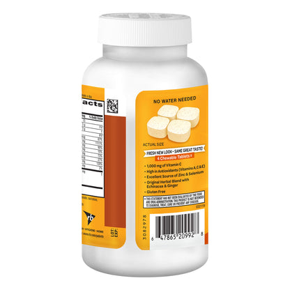 Airborne Vitamin C 1000mg (per Serving) - Citrus Chewable Tablets (116 Count in a Bottle), Gluten-Free Immune Support Supplement, with Vitamins A C E, Zinc, Selenium, Echinacea, Ginger, Antioxidants