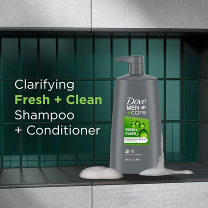 DOVE MEN + CARE 2-in-1 Shampoo and Conditioner Fresh and Clean 4 Count Nourishes and Invigorates Helps Strengthen Hair 25.4 oz