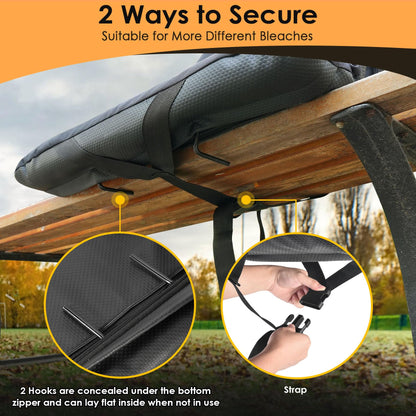 HOPERAN 2pcs Double Heated Stadium Seats for Bleachers with Back Support 25" Wide Cushion, Extra Portable Bleacher Seat Foldable Stadium Chair, USB 3 Levels of Heat, 5 Pockets for Outdoor Games Sports