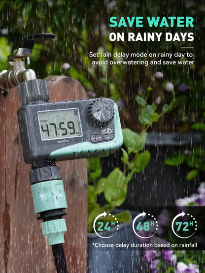 RAINPOINT Sprinkler Timer, Programmable Water Timer for Garden Hose, Outdoor Soaker Hose Timer with Rain Delay/Manual/Automatic Watering System, Digital Irrigation Timer for Yard, Lawn, 1 Outlet