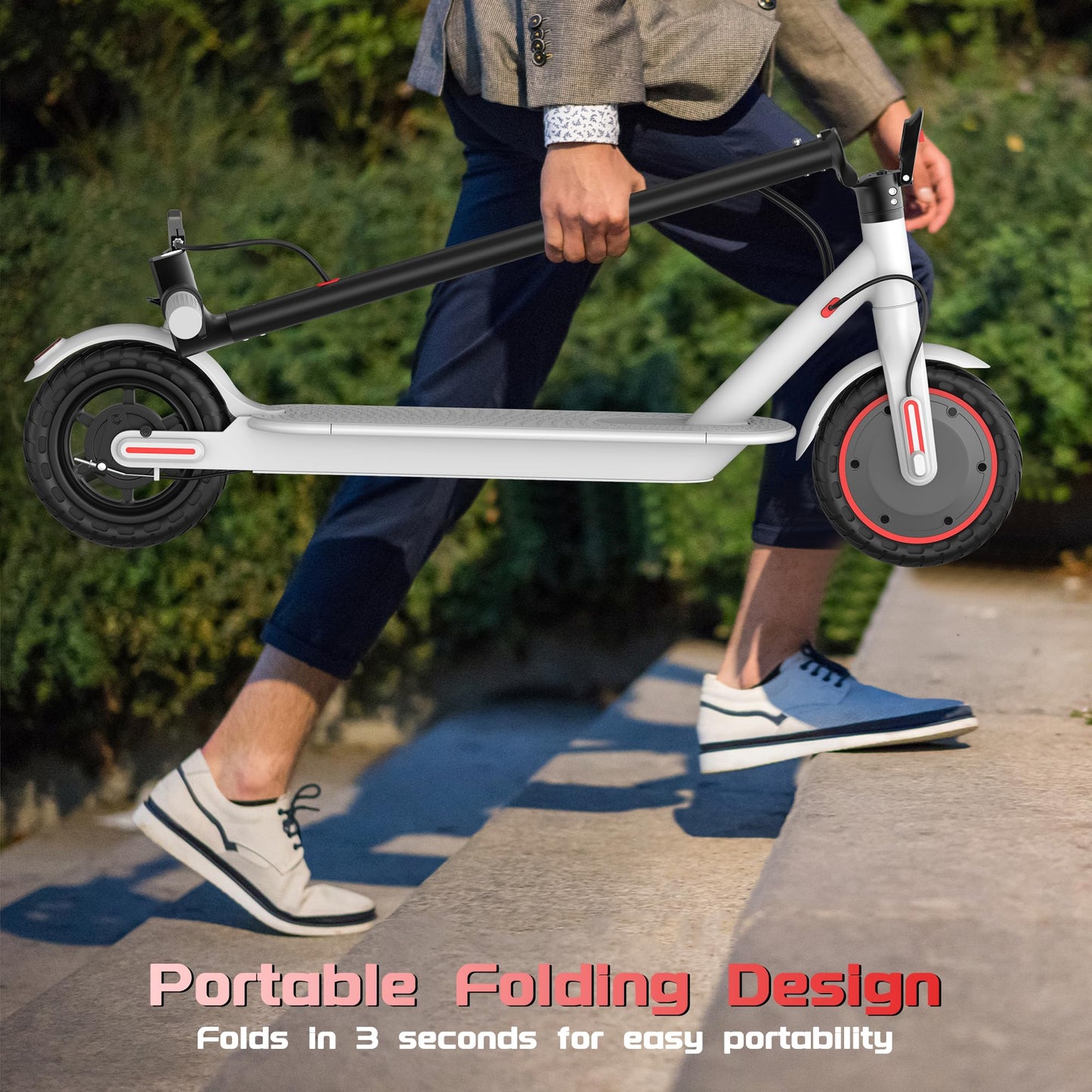MAXSHOT Electric Scooter Adults & Big Kids, 350W Powerful Motor, Top Speed 12/16/19MPH, 12/16/21Miles Range, 8.5" Solid Tires Folding Commuter Escooter for Commuting, APP Control