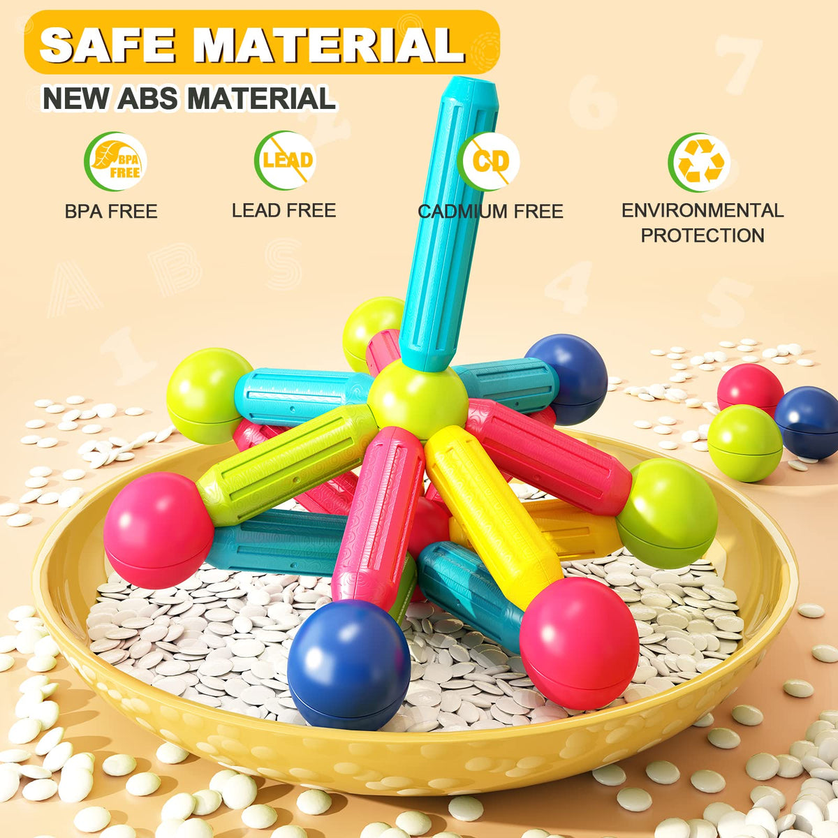 Loovio Magnet Toys for 3 Year Old Boys & Girls, Montessori Toys for Toddlers Kids, Magnetic Blocks Building DIY Learning Educational Toys Gift- Starter Set