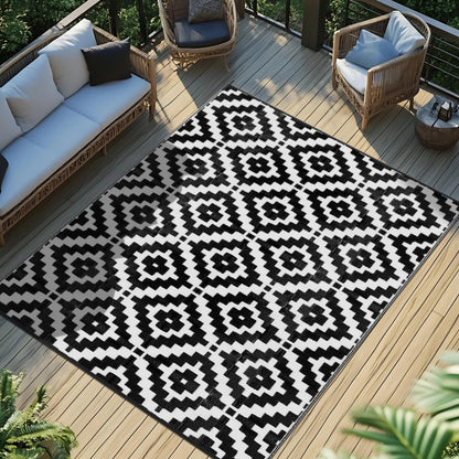 Favoyard Outdoor Rug 5x8 ft Waterproof Reversible Patio Plastic Straw Rugs for Decor Clearance Outside Large RV Camping Area Carpet Mat for Porch Deck Balcony Pool Backyard Picnic Beach Camper Door