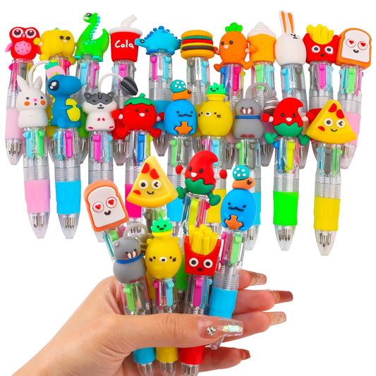 CZWZ 20Pcs Mini Multicolor Pens in One 4-in-1 Cute Pens Bulk for Kids, Fun Kawaii Ballpoint Pens for Birthdays and Children's Party Favors Gifts Teacher School Supplies