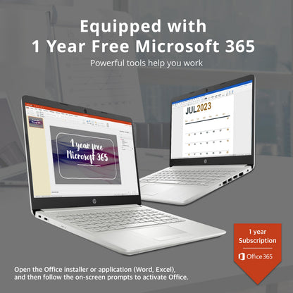 HP Stream 14" HD Lightweight Laptop, Intel Celeron N4120, 16GB RAM, 224GB Storage(64GB eMMC + 160GB Docking Station), Intel UHD Graphics, HD Webcam, 1 Year Office 365, WiFi, Bluetooth, Win 11s, Silver