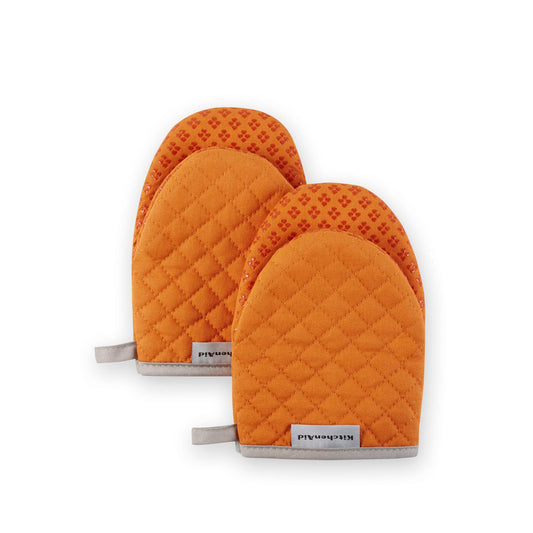 KitchenAid Asteroid Mini Oven Mitt Set, 5.5"x8", Honey Orange, 2 Piece