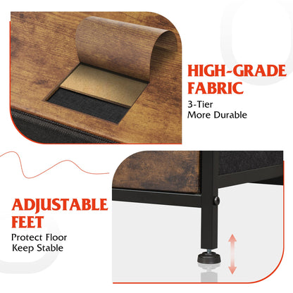 WLIVE Dresser for Bedroom with 8 Drawers, Wide Fabric Dresser for Storage and Organization, Bedroom Dressers, Chest of Drawers for Living Room, Closet, Entryway, Rustic Brown Wood Grain Print