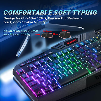 Redragon S101-3 PRO Gaming Keyboard and Mouse, RGB Backlit Programmable Keyboard Mouse with Software, Independent Macro Record Keys, Value Combo Set, New Update Version