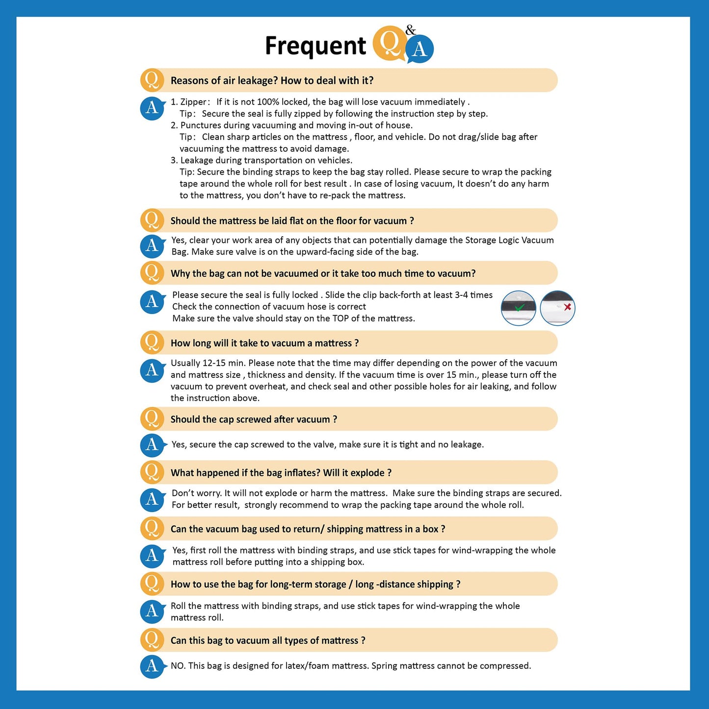 Queen/Full/Full-XL Foam Mattress Vacuum Bag for Moving, Vacuum Seal Mattress Bag with Straps