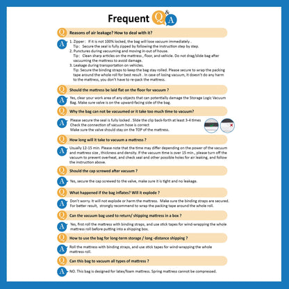 Queen/Full/Full-XL Foam Mattress Vacuum Bag for Moving, Vacuum Seal Mattress Bag with Straps