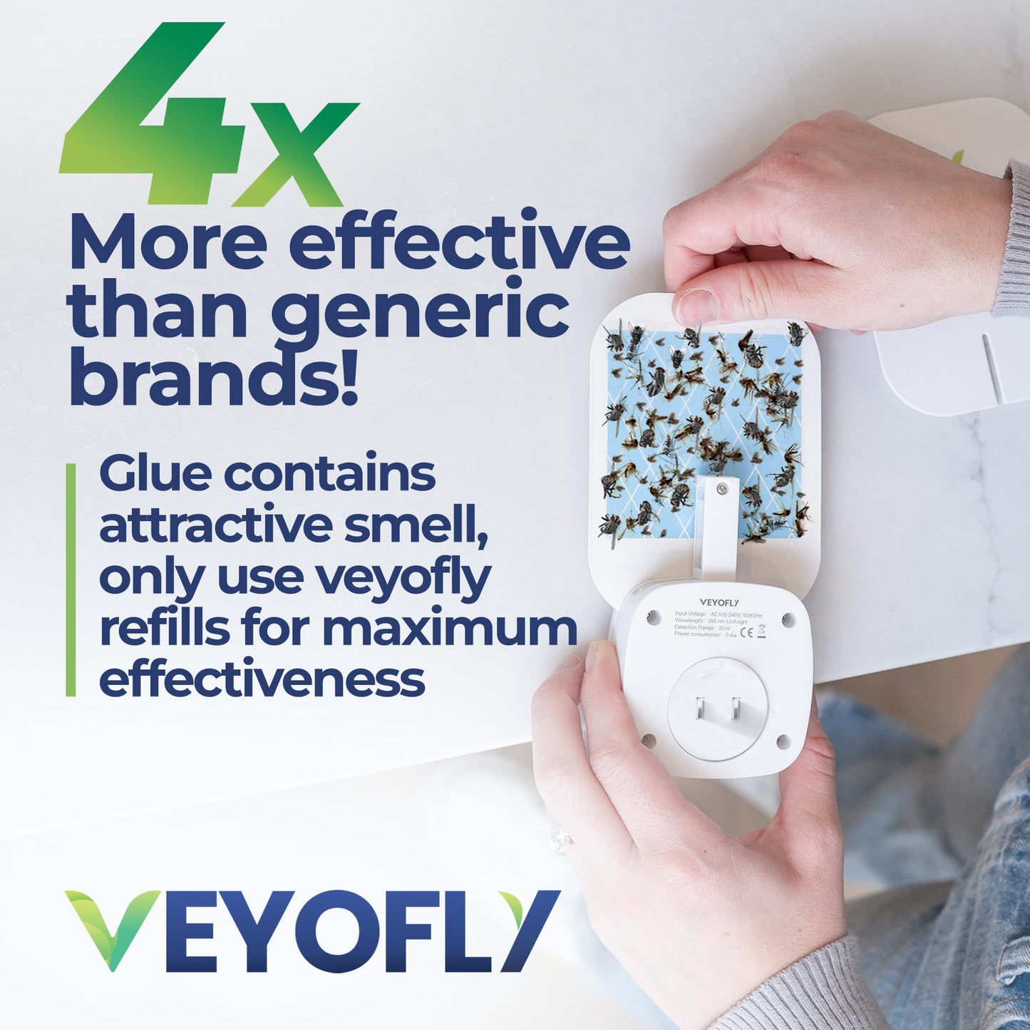 VEYOFLY Fly Trap Indoor, Fruit Fly Traps for Indoors Flying Insect (2 Device + 6 Refills) Gnat Traps for House Indoor, Bug Zapper Indoor, Gnat Killer Catcher & Fruit Fly Killer Light Plug in