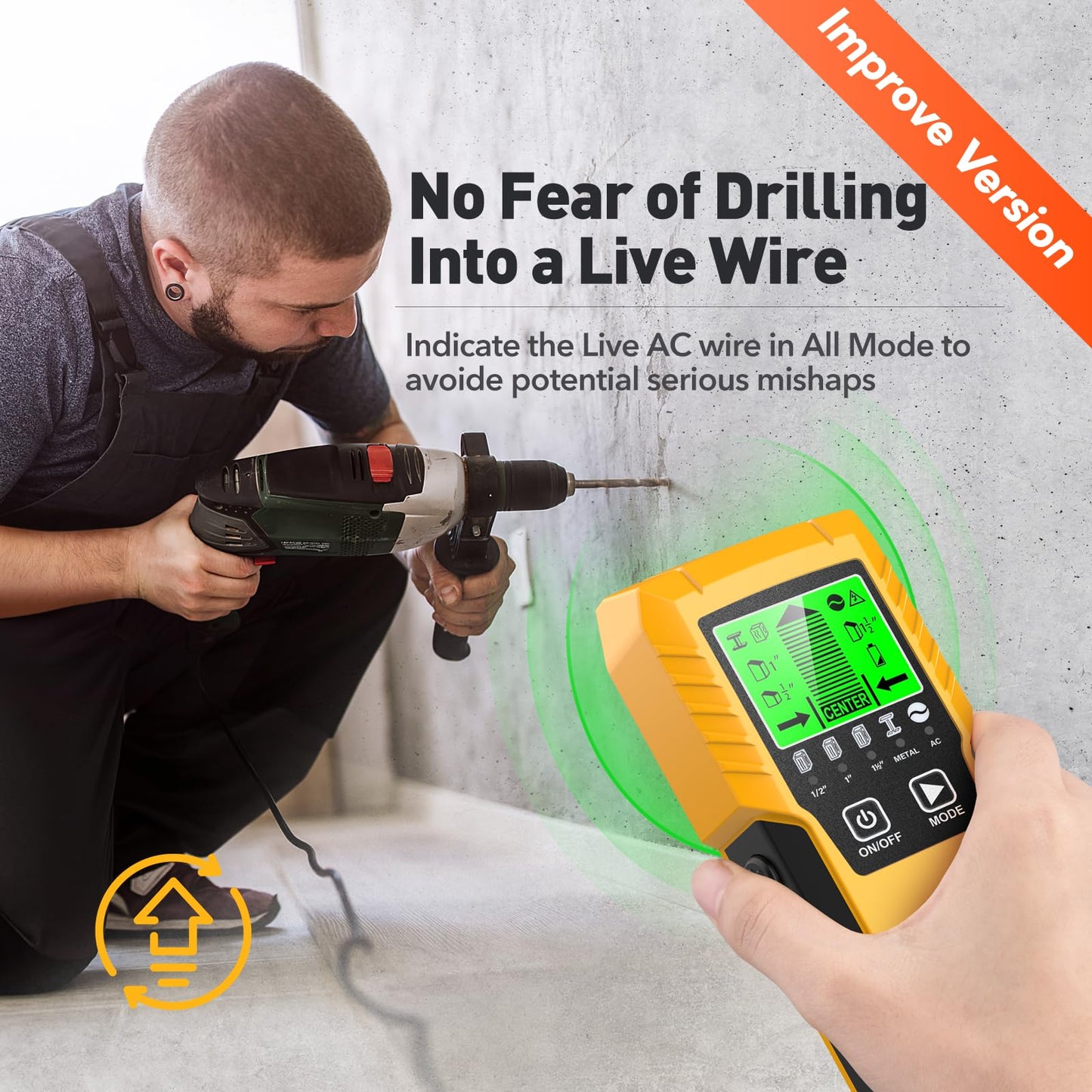 Stud Finder Wall Scanner Detector - 5 in 1 Electronic Wall Wood Metal Stud Locator Edge Center Sensor Beam for Live AC Wire Pipe Metal Lumber Joist Drywall Framing Detection