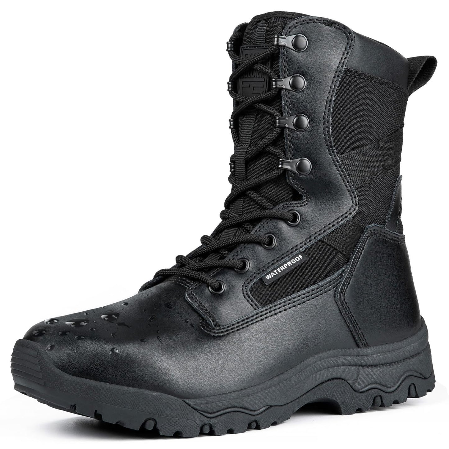 FREE SOLDIER Men’s Tactical Boots 8 Inches Lightweight Combat Boot Durable Suede Leather Military Work Boots Desert Boot(Waterproof Black 7)