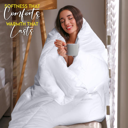 Utopia Bedding Comforter Duvet Insert, Quilted Comforter with Corner Tabs, Box Stitched Down Alternative Comforters Queen Size (White)