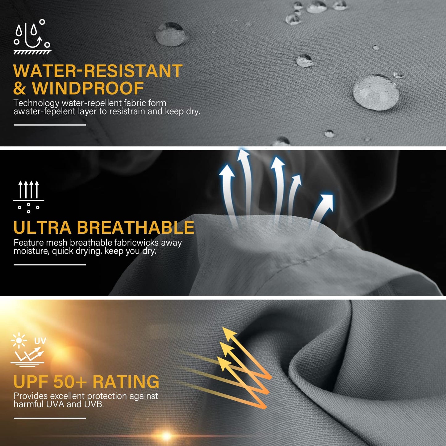 Women's Hiking Pants Quick Dry UPF 50 Travel Golf Safari Running Lightweight Camping Work Cargo Pants Zipper Pockets,6608,Black,M