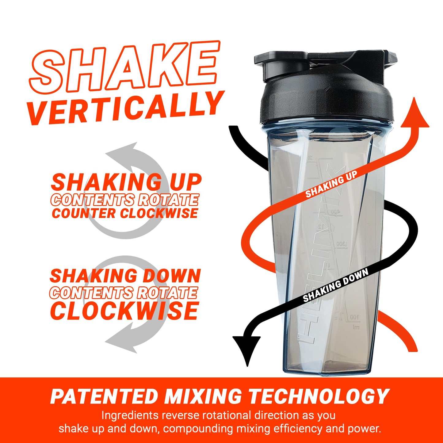 HELIMIX 2.0 Vortex Blender Shaker Bottle Holds upto 28oz | No Blending Ball or Whisk | USA Made | Portable Pre Workout Whey Protein Drink Shaker Cup | Mixes Cocktails Smoothies Shakes | Top Rack Safe
